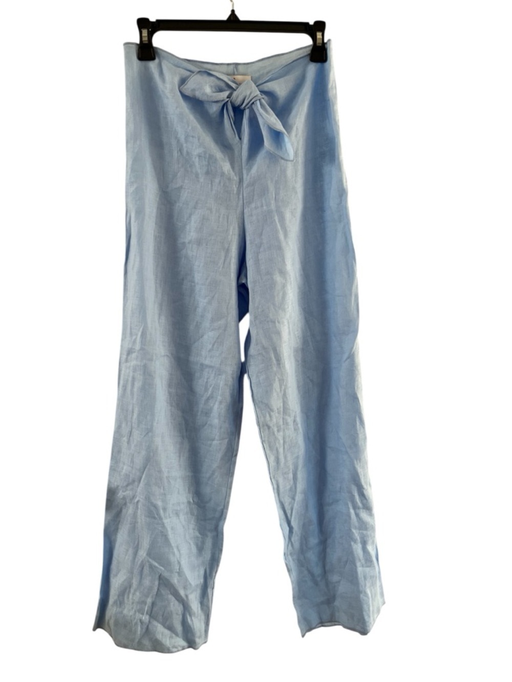 Gil Rodriguez Blue 100% Linen Wide Leg Pants Tie Waist Size XS - Picture 3 of 17